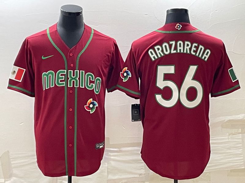 Men 2023 World Cub Mexico #56 Arozarena Red Nike MLB Jersey->more jerseys->MLB Jersey